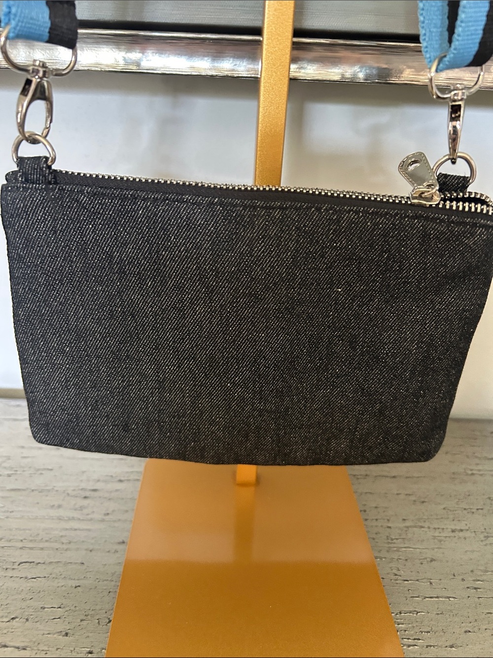 Brighton Black Denim Crossbody with Teal Butterfly Accents NWOT - Picture 5 of 10